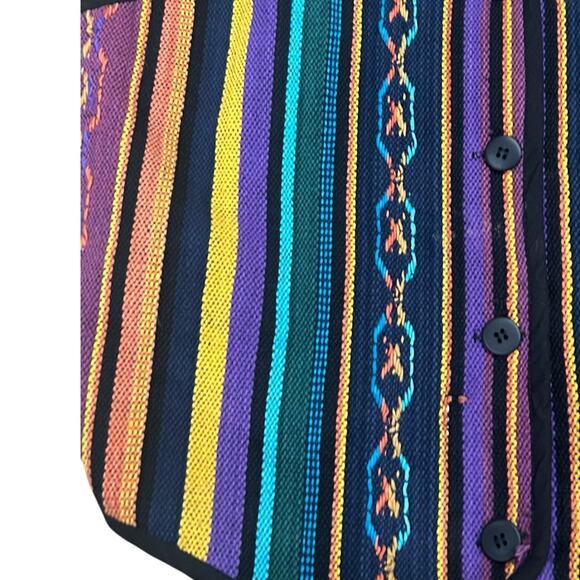 Vintage 90s Rainbow Southwestern Striped Vest Festival Waistcoat / Medium - - Picture 2 of 5